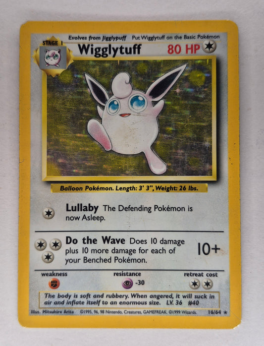 Pokemon WOTC Jungle Set - No Rarity Wigglytuff - 16/64 - Holo Rare - Vintage - MP