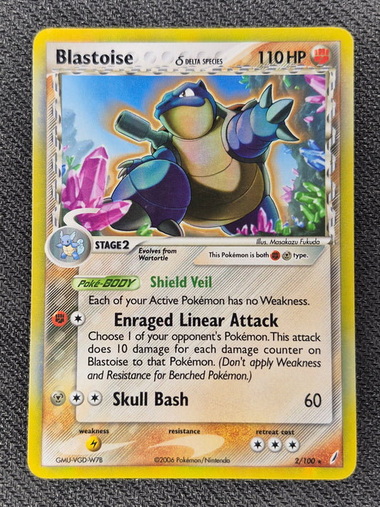 Pokémon TCG Delta Species Blastoise Pokemon 2/100 Rare LP