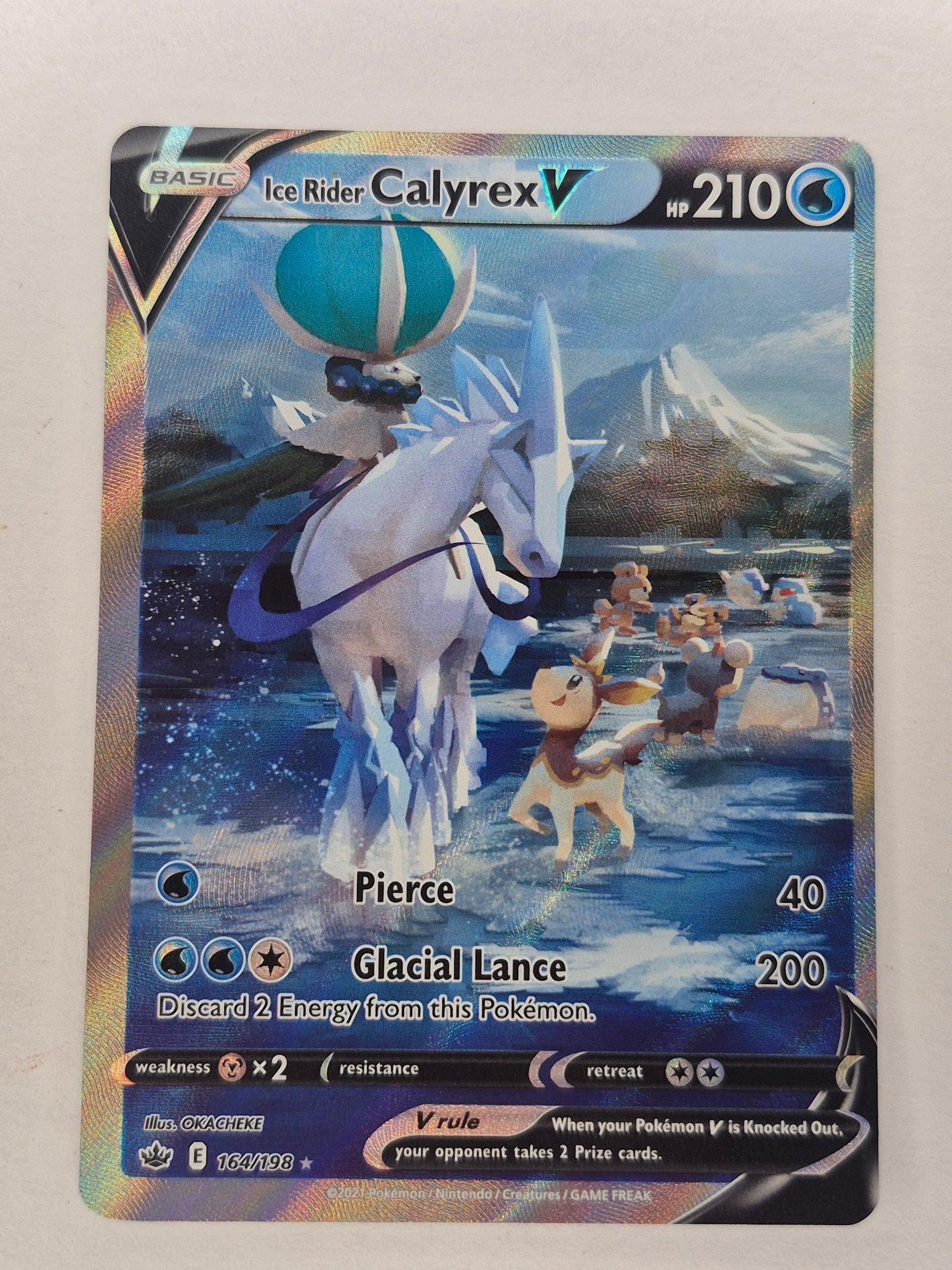 Pokemon Card Chilling Reign Ice Rider Calyrex V 164/198 (OC)