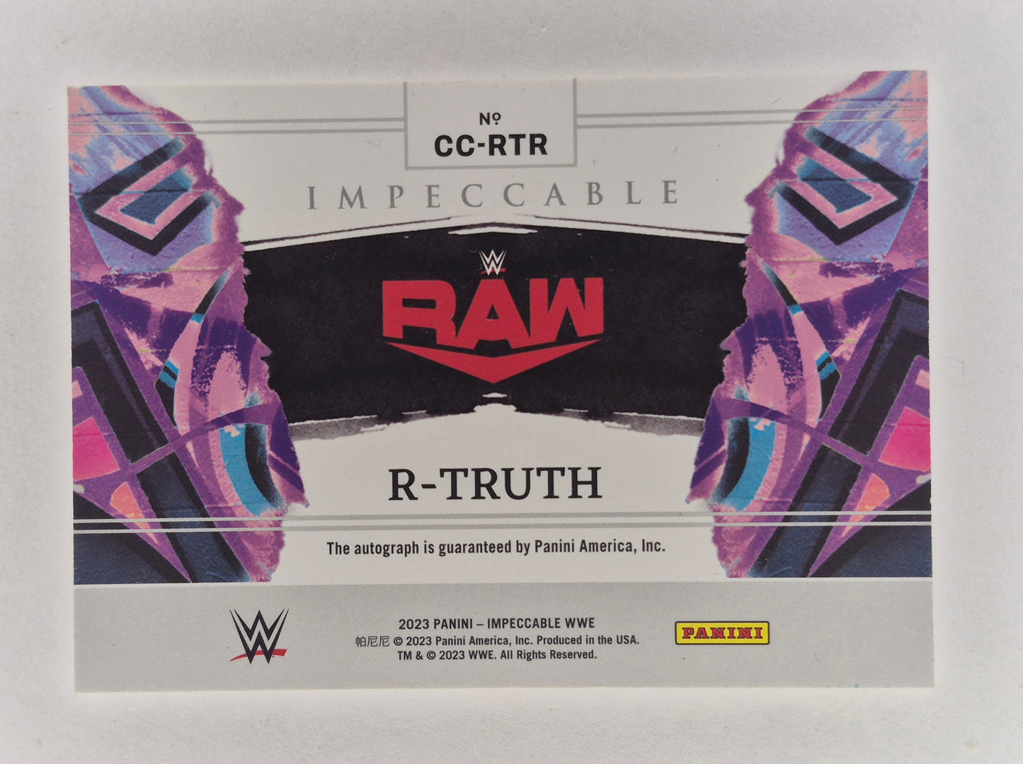 2023 Panini Impeccable WWE CC-RTR R-TRUTH CANVAS Creations On Card Auto 19/75