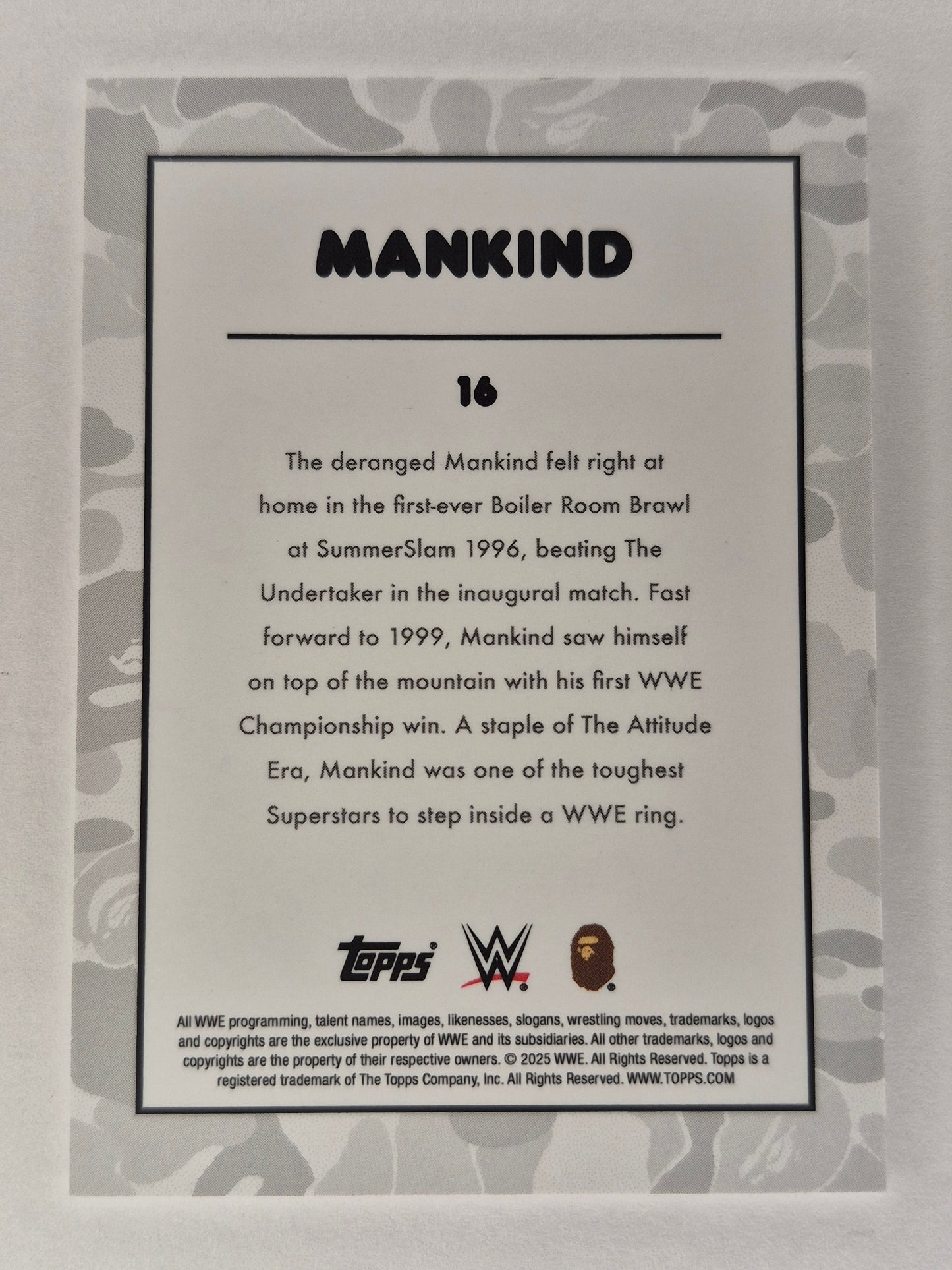 2025 Topps WWE X BAPE #16 MANKIND Base Green Camo  NM