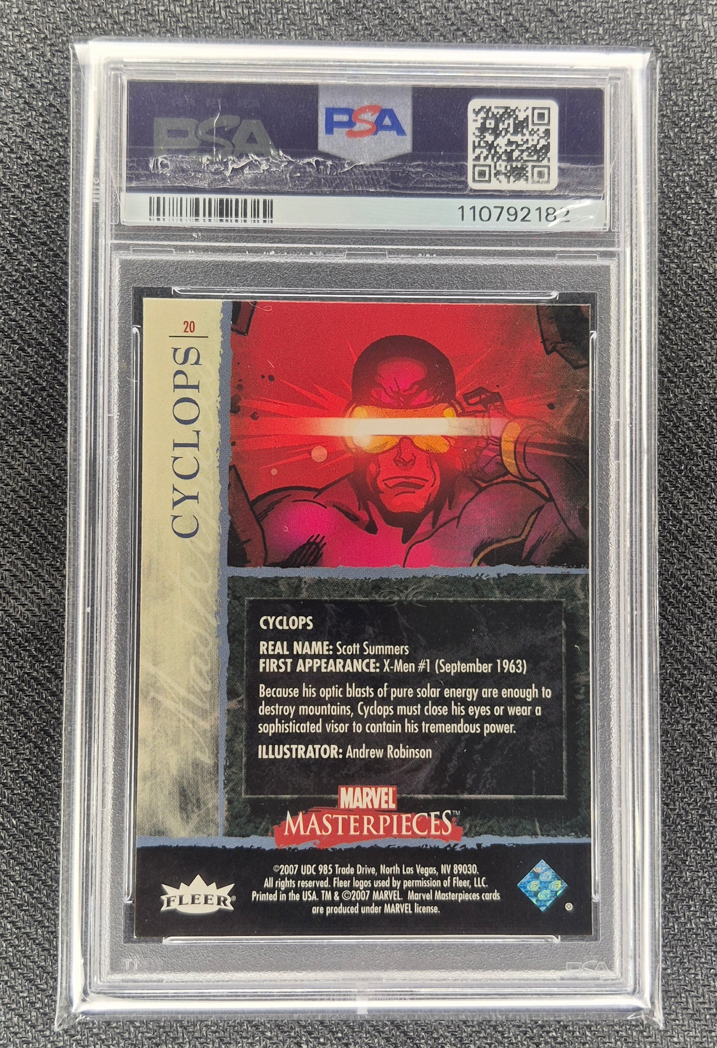 2007 Marvel Masterpieces #20 Cyclops Foil PSA 7 NM