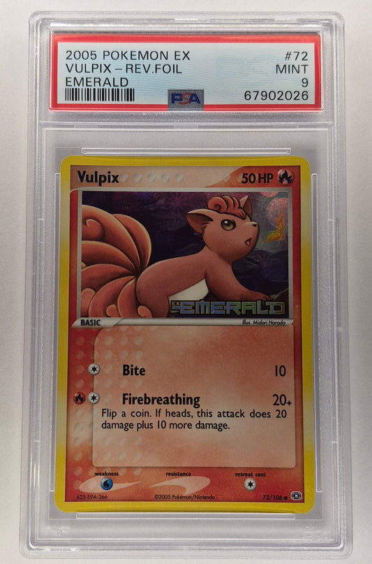 2005 Pokémon EX Emerald 72/106 Vulpix Reverse Foil Stamped PSA 9