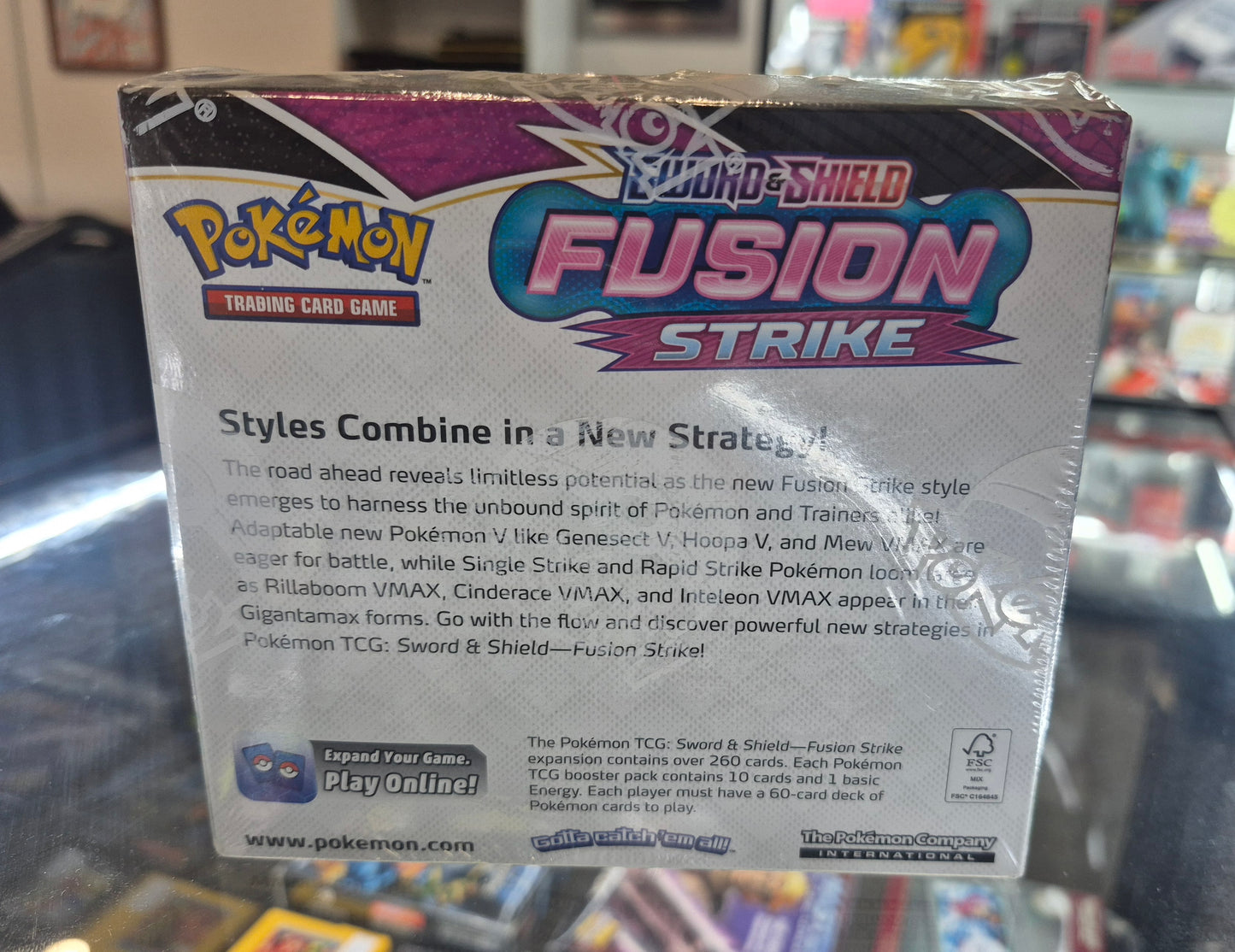 Pokemon SWSH Fusion Strike Sealed Booster Box in Desacne Clear Protector