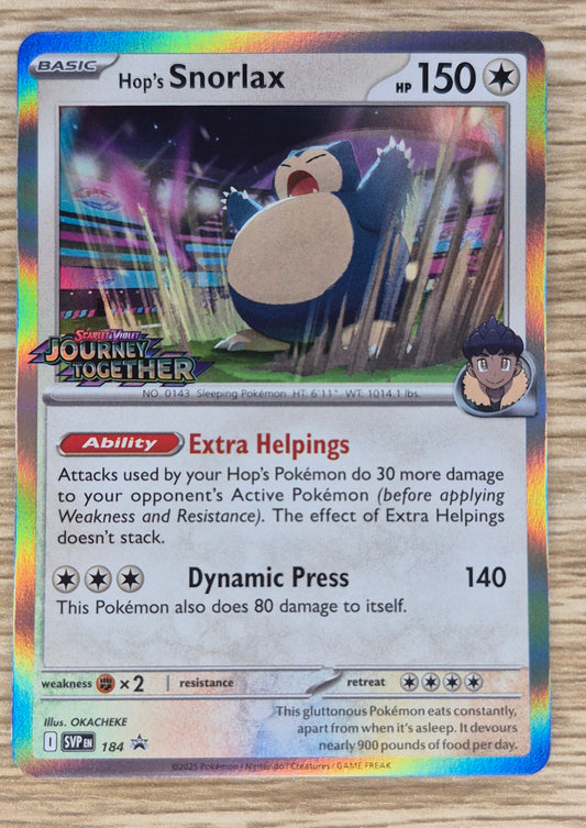 Pokemon TCG - Hop's Snorlax SVP 184 Black Star Promo LP (Journey Together Prerelease)