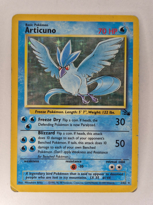 Pokemon 1999 Articuno Fossil Holo Rare 2/62 HP