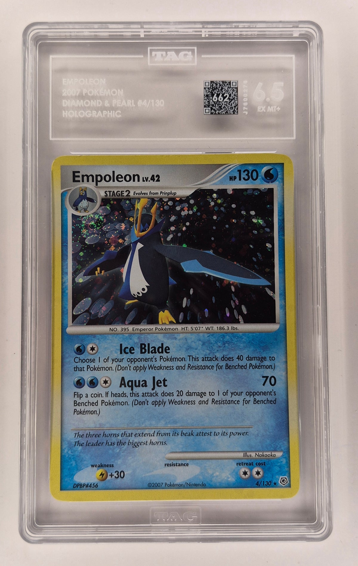 2007 Pokémon Diamond & Pearl 4/130 Empoleon Holo TAG 6.5(662)POP 1,Only 1 Higher
