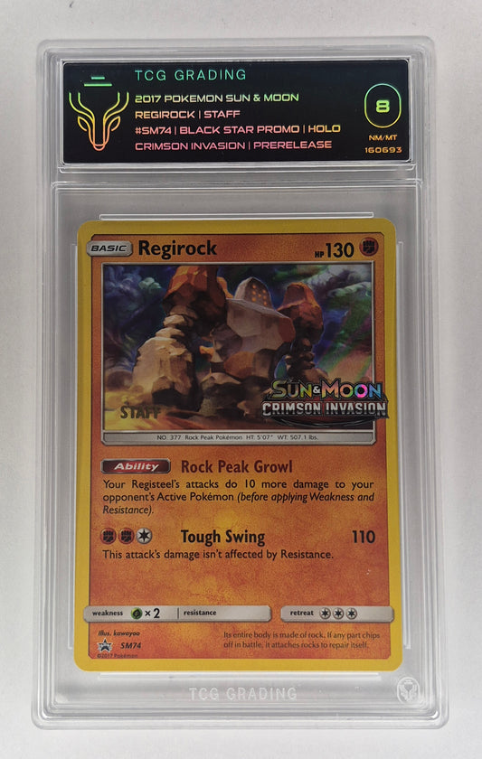 2017 Pokémon S&M Crimson Invasion Regirock STAFF Pre Release Promo SM74 TCG 8