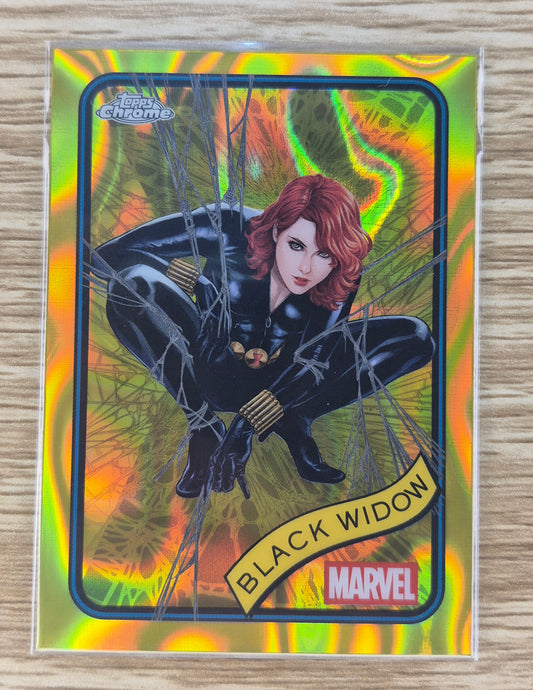 Marvel Topps Chrome 2025 Yellow Lava Black Widow #129