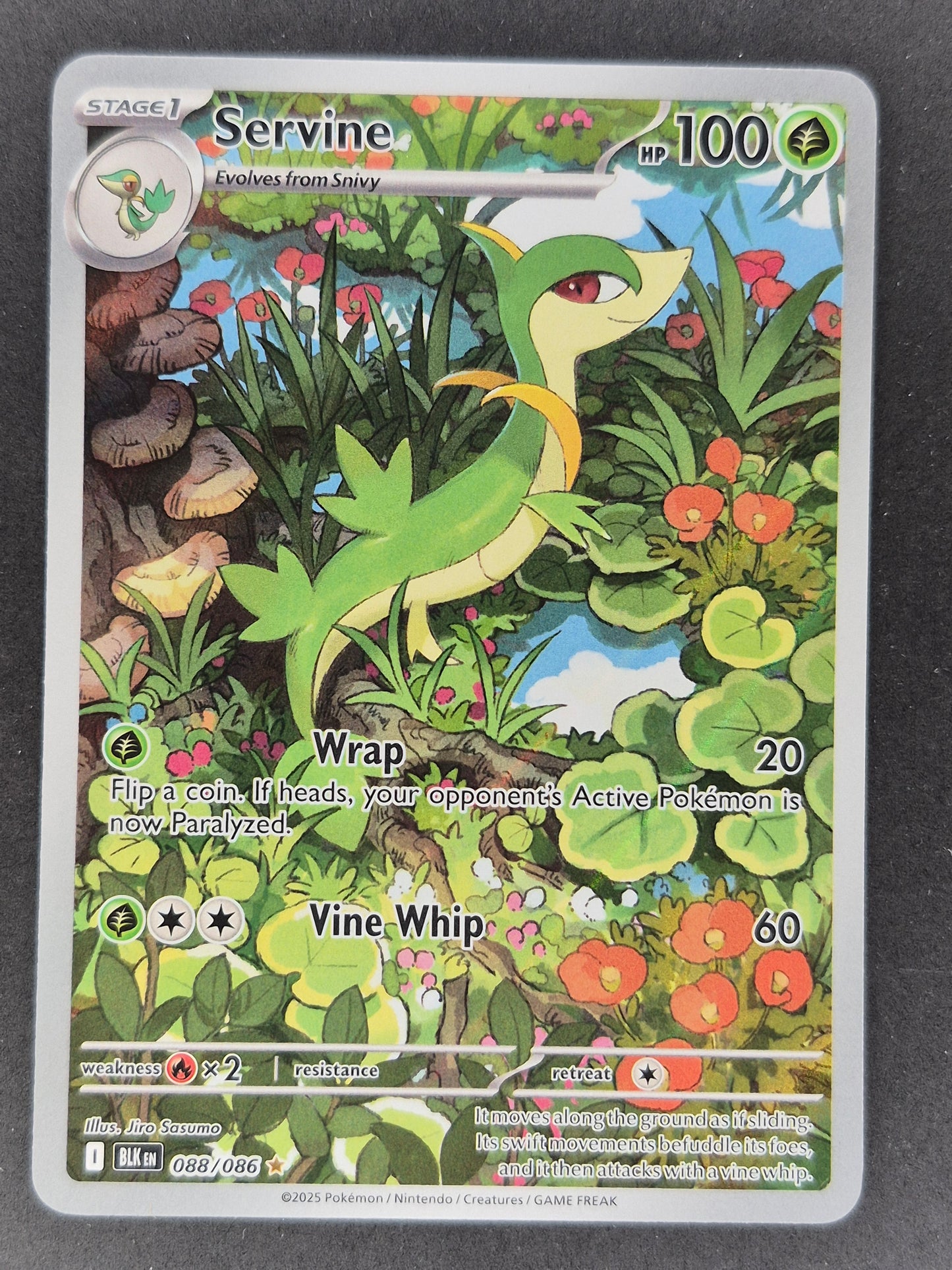 Servine - 088/086 - Illustration Rare - Black Bolt - Pokemon Card - NM