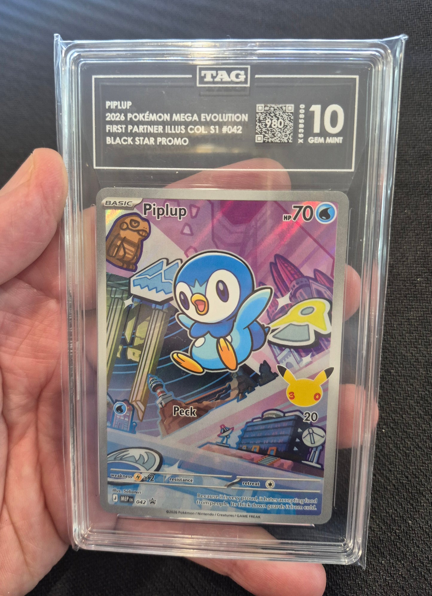 Pokemon 1st Partner Illustration Set TAG 10,9,10 Turtwig,Chimchar,Piplup 040,041,042 Mint