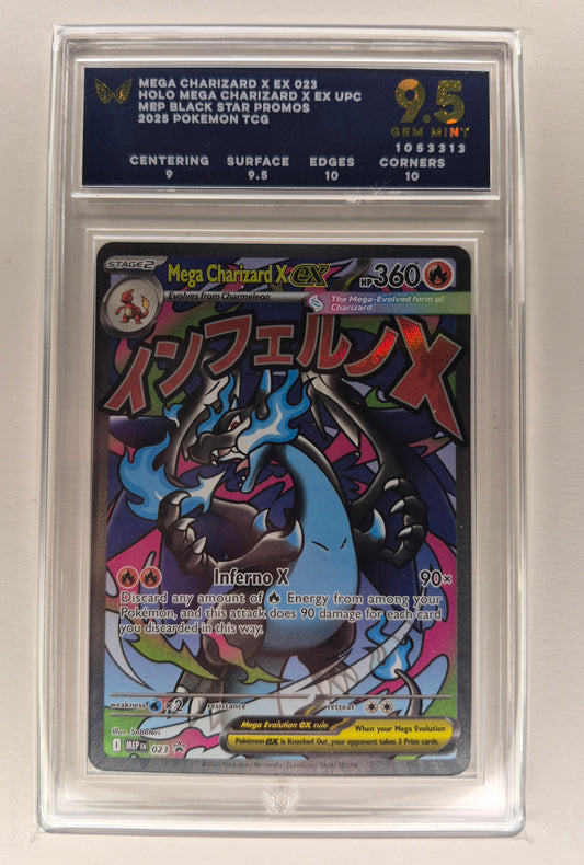 2025 POKEMON MEP EN-ME BLACK STAR PROMO #023 MEGA CHARIZARD X EX ARK 9.5 PSA 10
