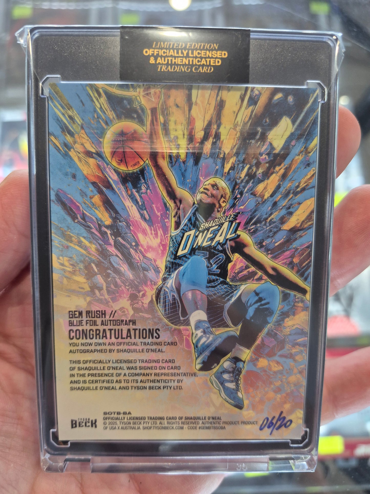 2026 Tyson Beck/Shaquille O'neal Gem Rush Blue Foil On Card Auto 06/20