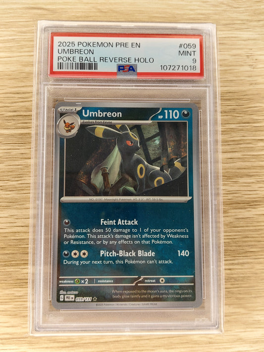 Pokemon 2025 Umbreon Pokeball Holo Prismatic Evolutions 059/132 PSA 9