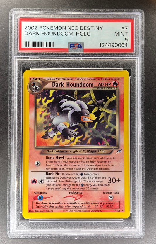 PSA 9 Dark Houndoom 7/105 Neo Destiny 2002 Holo Rare Pokémon MINT 064