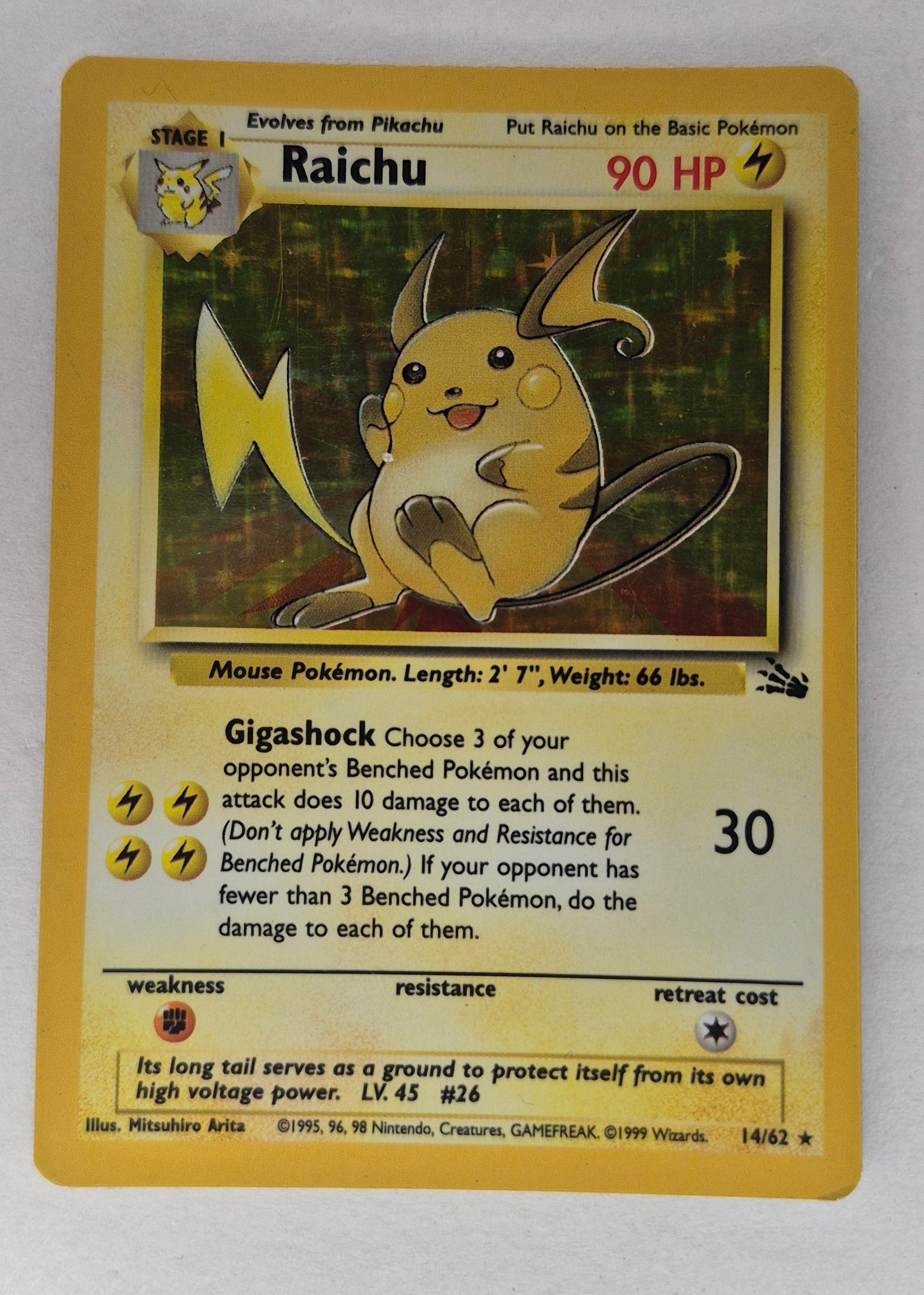 Pokemon 14/62 Fossil Raichu Holo MP