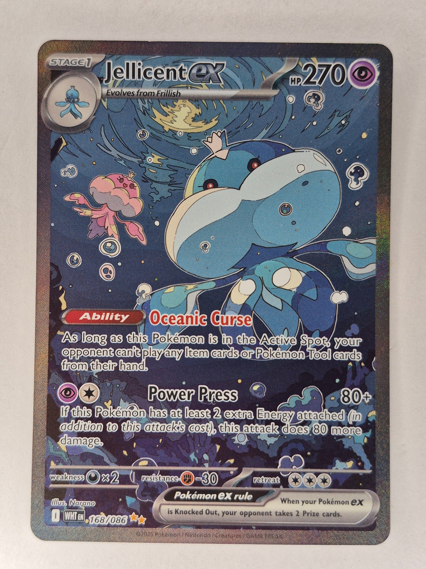 Jellicent EX White Flare Holo Card 168/086 Sv: White Flare Holo Sir