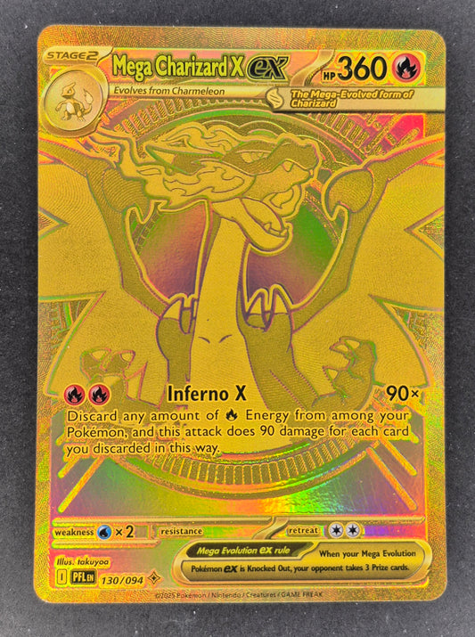 2025 Mega Charizard X EX 130/094 - Phantasmal Flames Gold SIR - Pokemon - NM