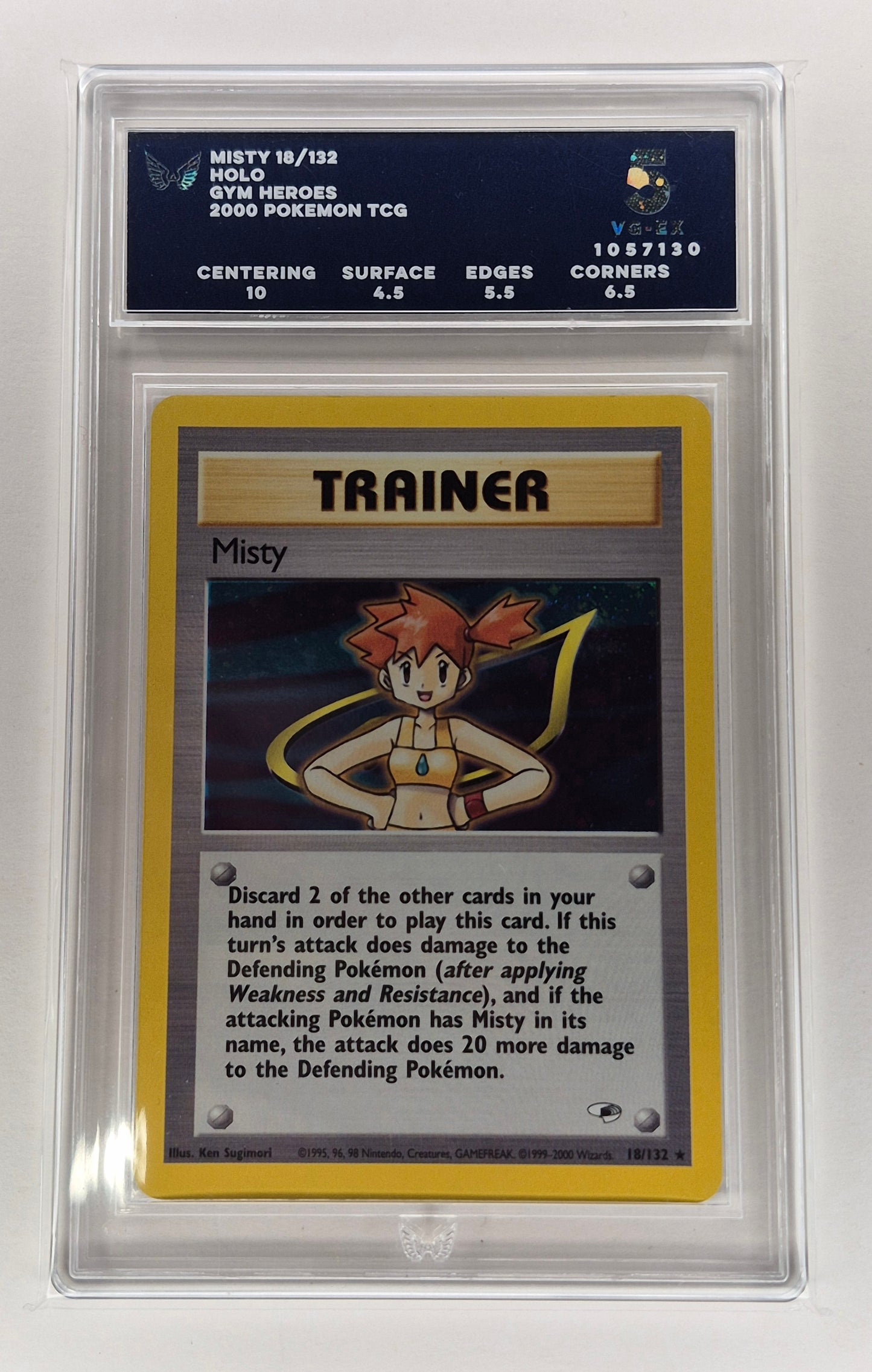 2000 Pokémon Gym Heroes 18/132 Misty Trainer Holo ARK 5 VG-EX