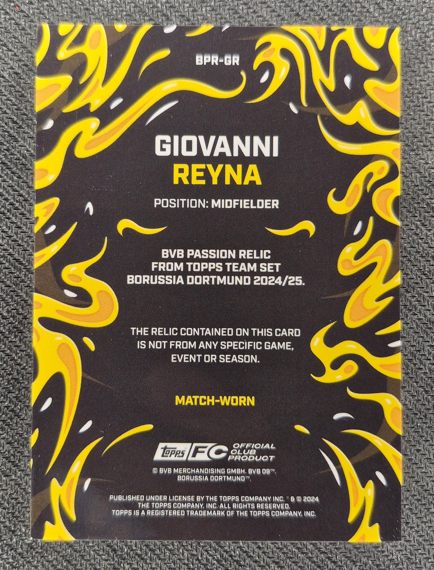 2024/25 Topps BVB Borussia Dortmund Team Set 2/5 Match Worn Giovanni Reyna Patch !