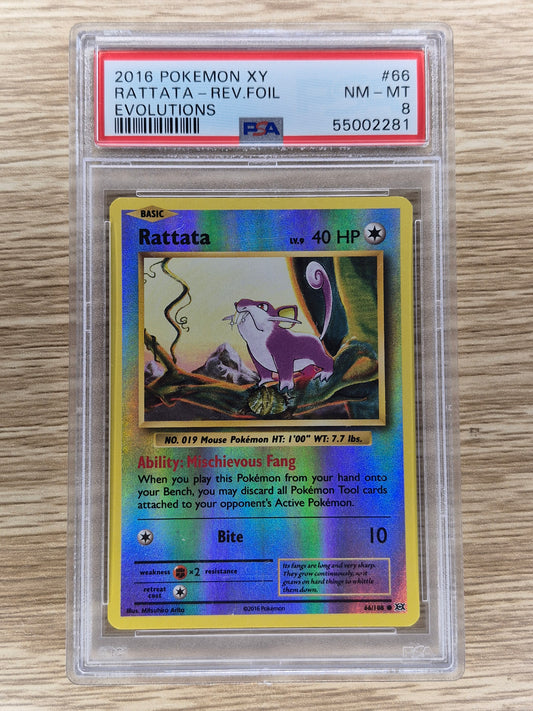 2016 Pokémon XY Evolutions 66/108 Rattata Reverse Holo PSA 8