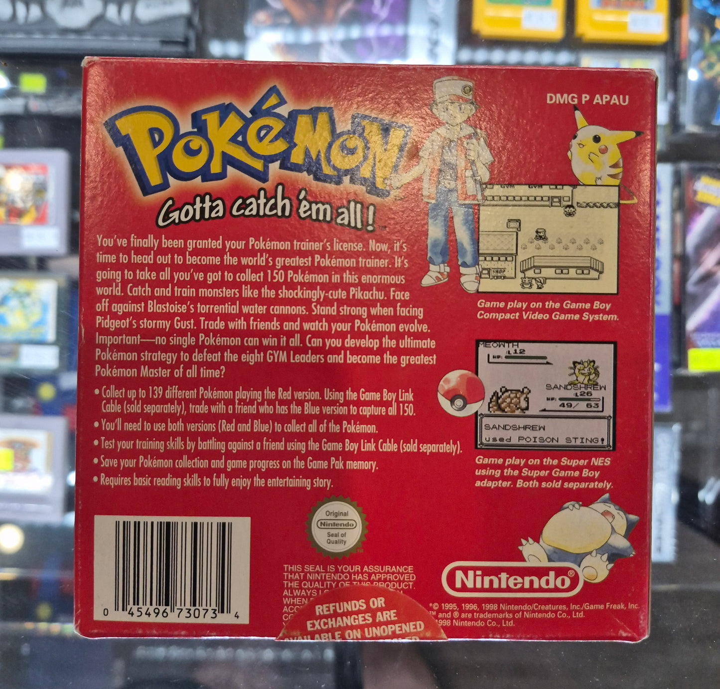 1998 Pokémon Red Version CIB with New Save Battery in Protector AUS PAL