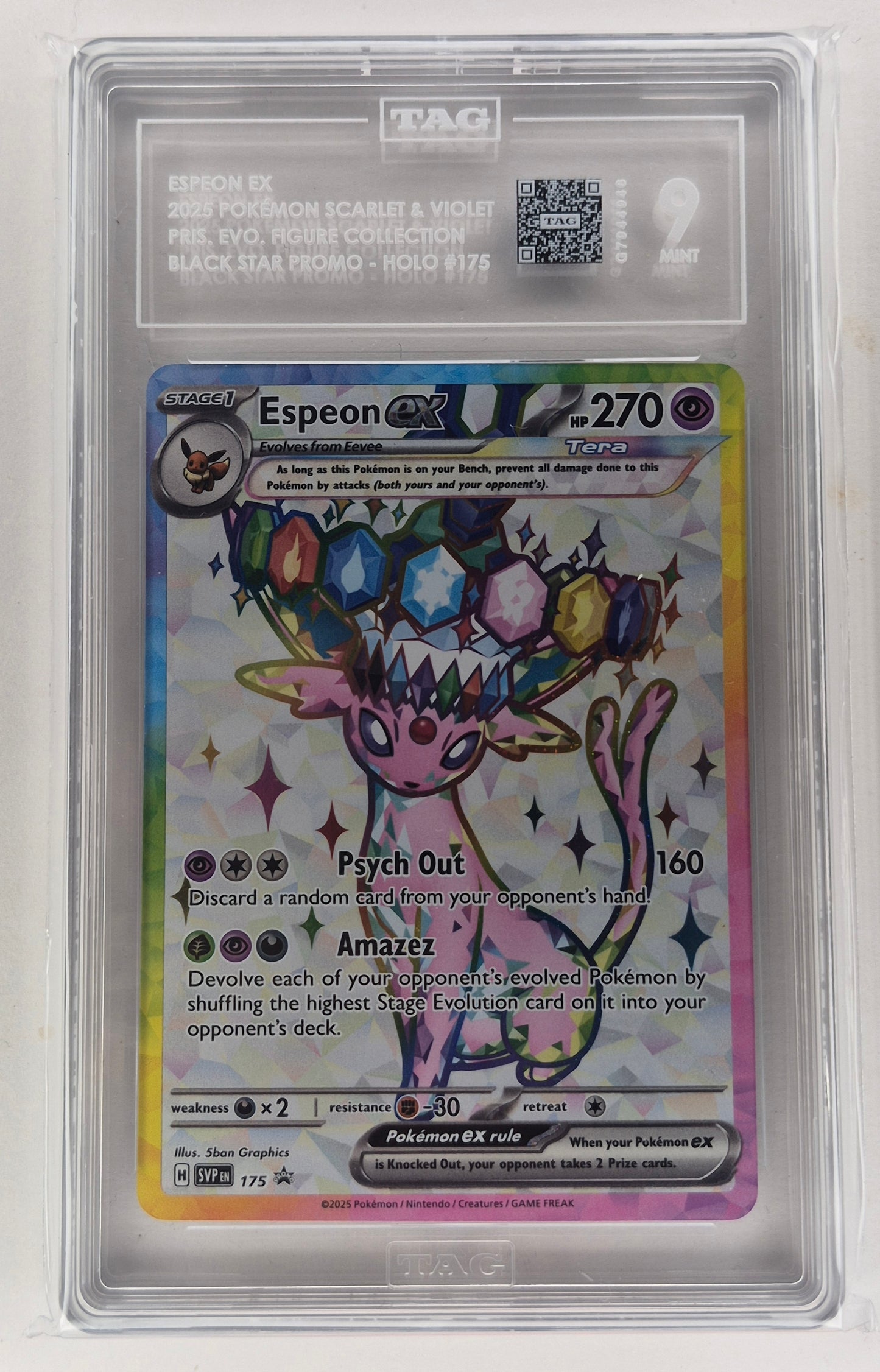 2025 Pokémon SVP EN Espeon EX SVP 175 Black Star Promo TAG 9 Mint