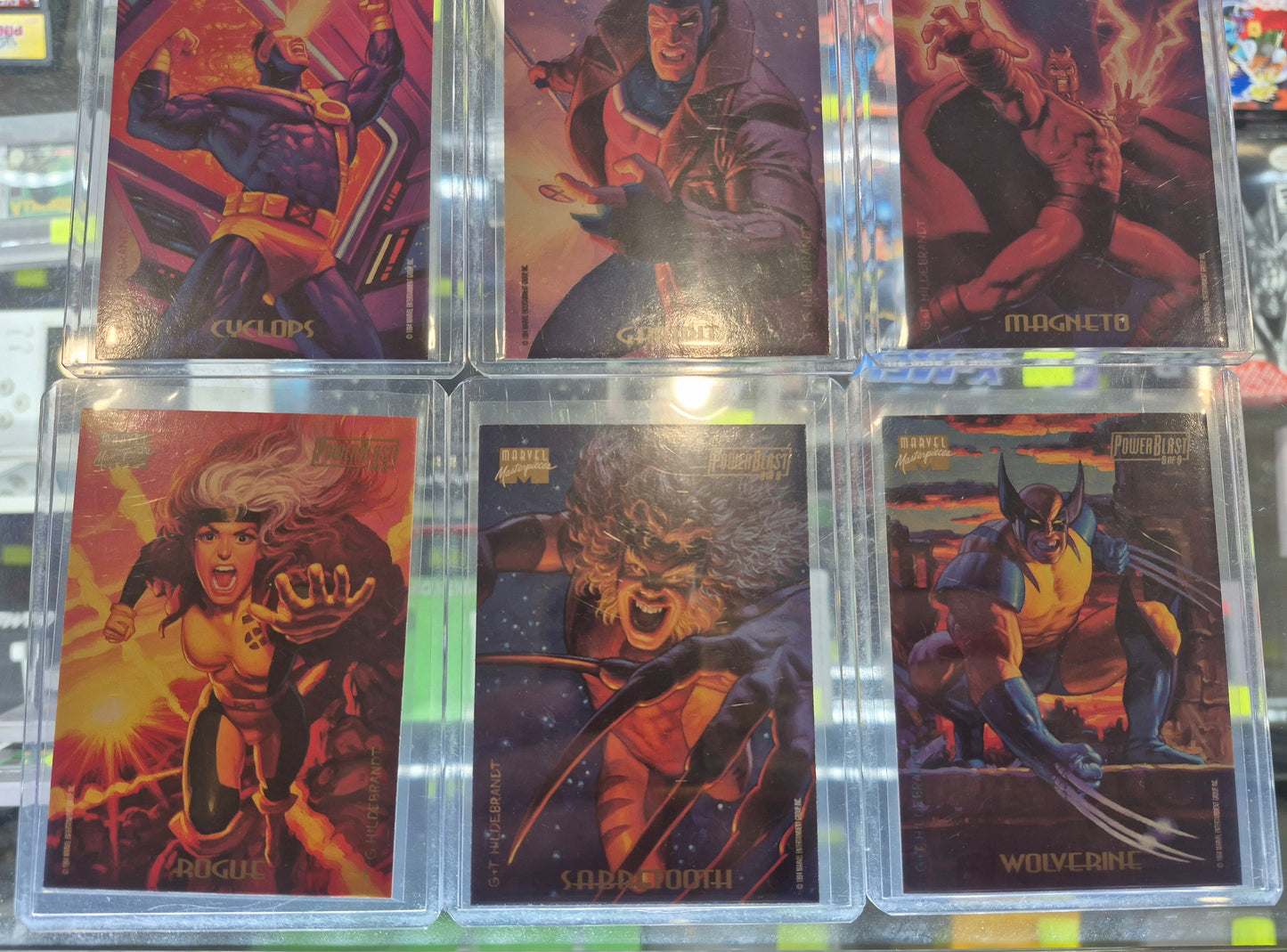 1994 Fleer Marvel Masterpieces trading card Powerblast Chase Card FULL SET (9)