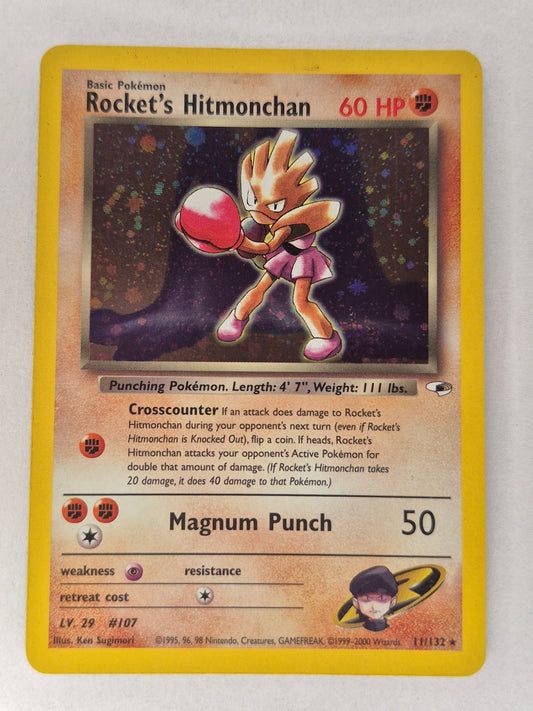 WOTC Rocket's Hitmonchan 11/132 Gym Heroes Holo Rare - Pokemon Card MP