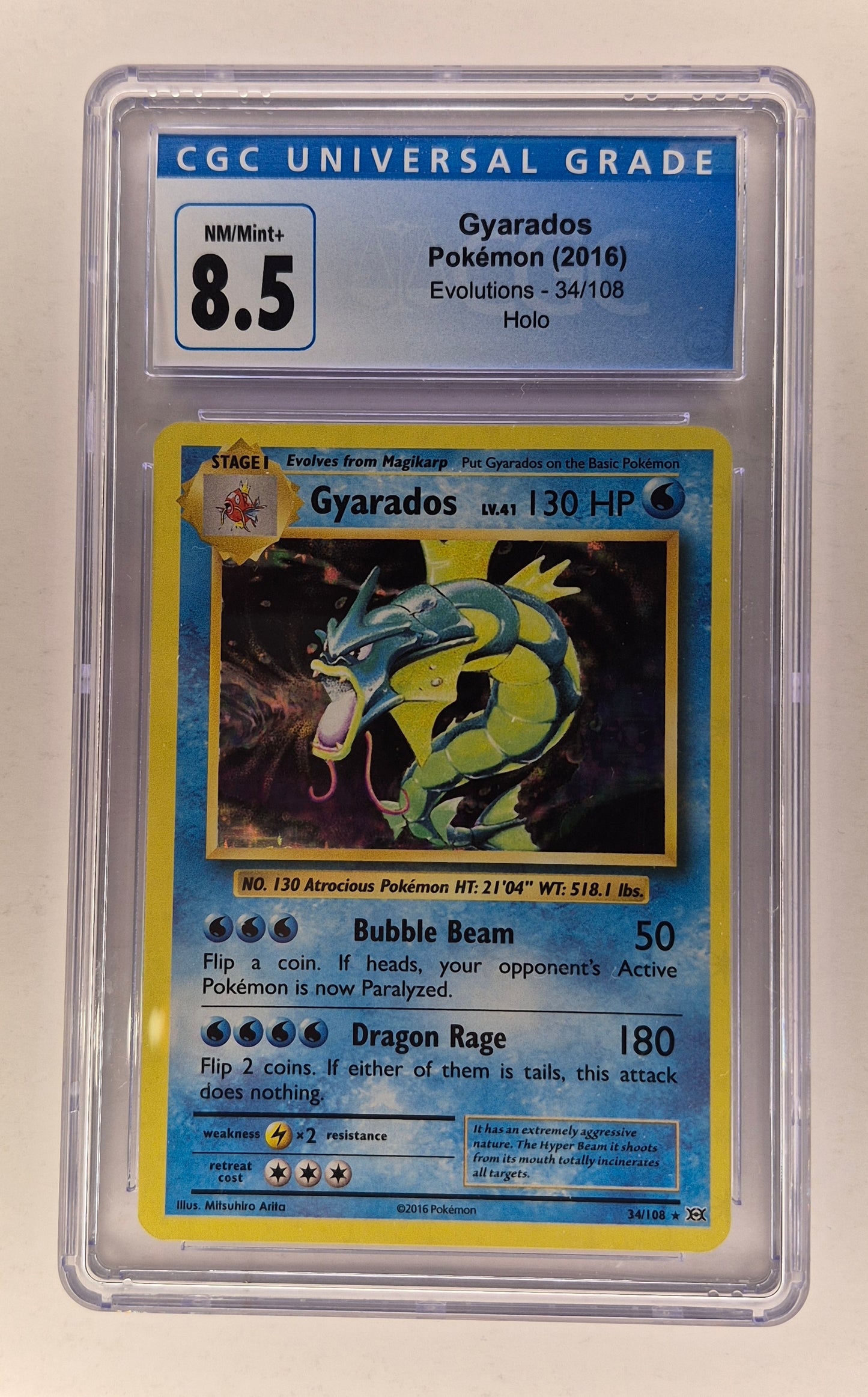 2016 Pokémon Evolutions 34/108 Gyarados Holo CGC 8.5 NM/Mint+