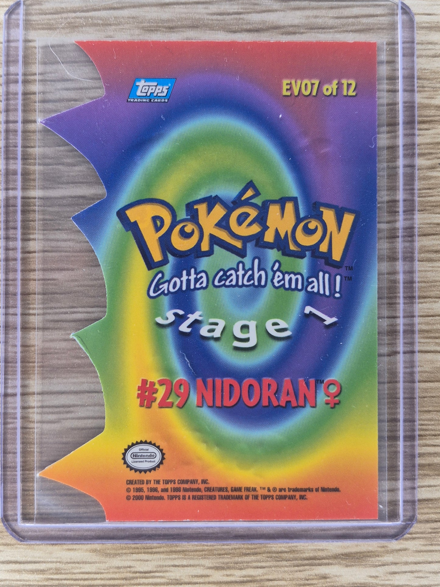 1998 topps pokemon EV07 of 12 #29 Nidoran Die-cut Card Excellent Condition
