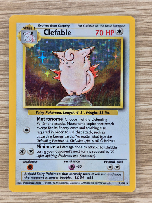 1999 WOTC Pokemon Jungle 1/64 Clefable Holo No Rarity NR MT
