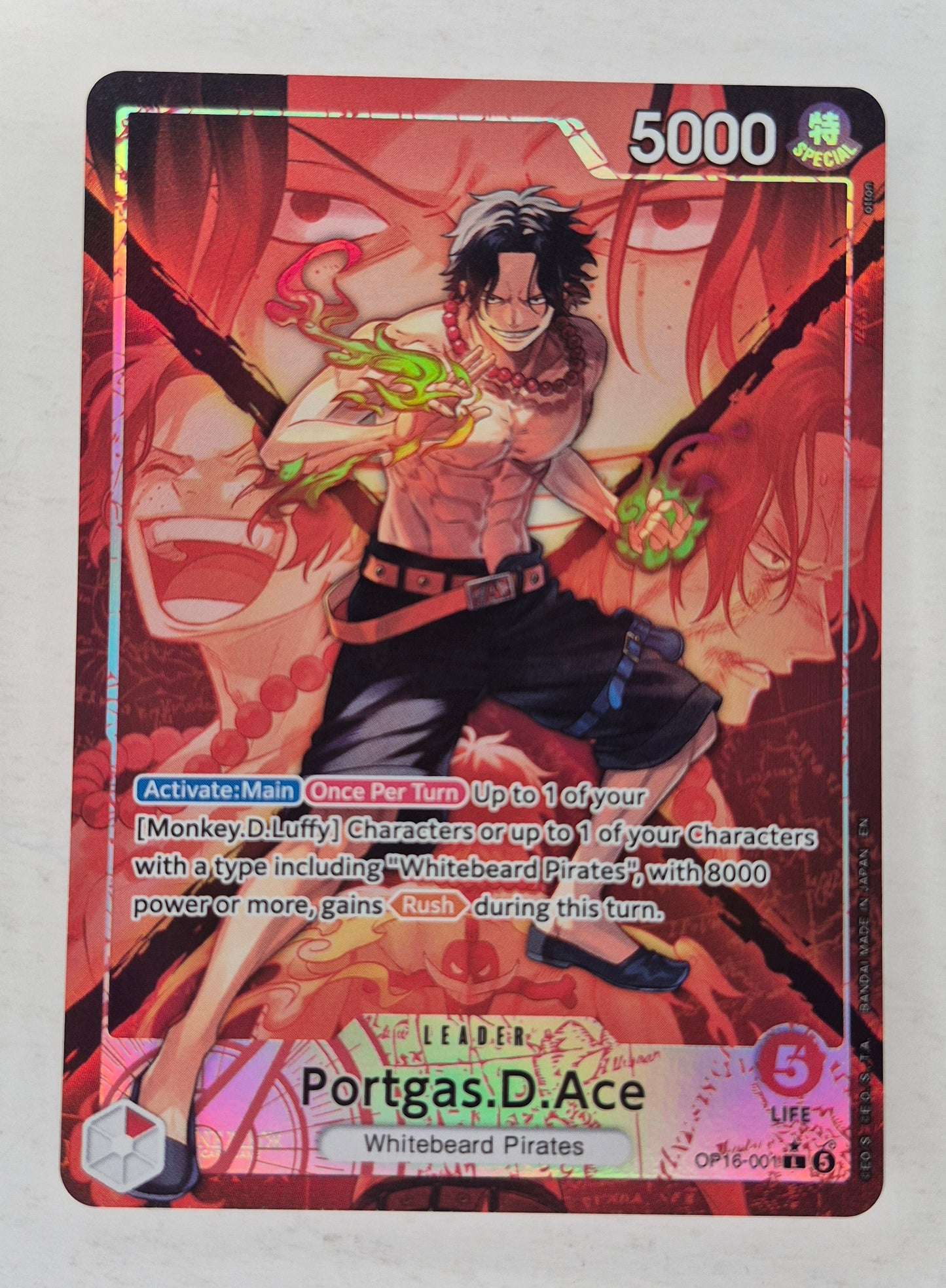 Portgas.D.Ace Alt Art Leader OP16-001 Time of Battle Foil ENGLISH