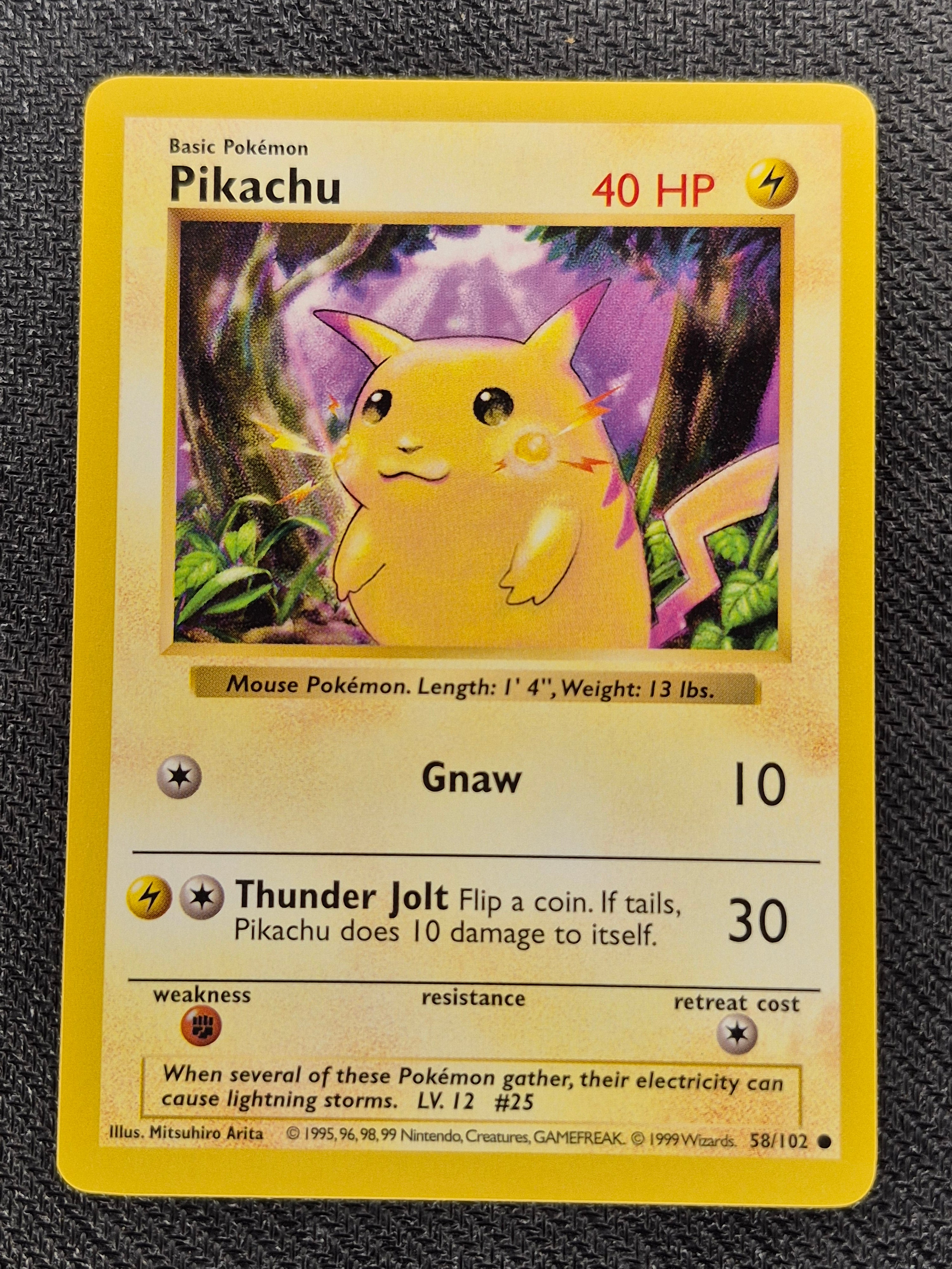 Shadowless Yellow Cheeks Pikachu 58/102 Base Set Vintage Pokemon Card ...