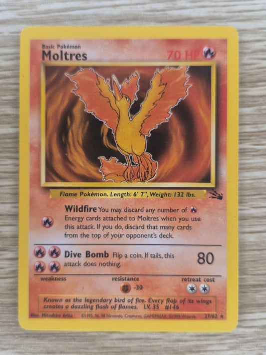 1999 Pokémon Fossil 27/62 Moltres Non Holo LP