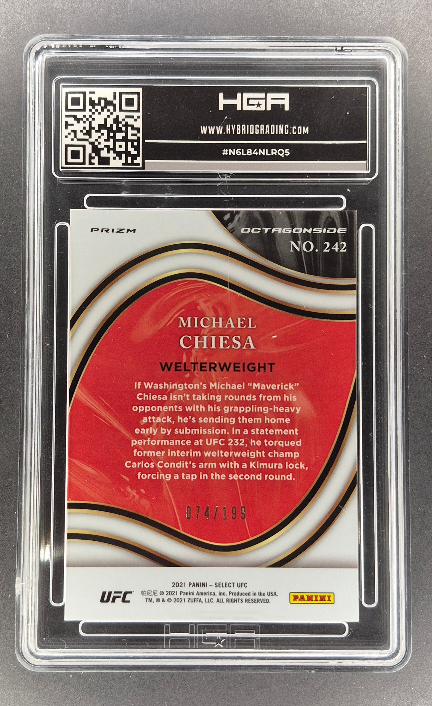 2021 Select UFC Octagonside Michael Chiesa Red Disco #242 074/199 HGA 9.5