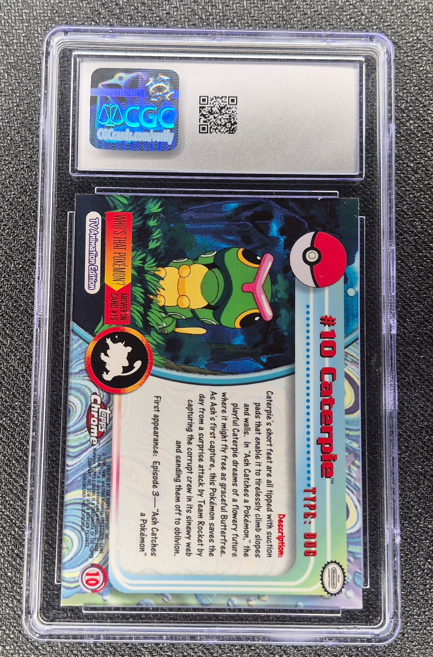 TOPPS TV Animation Series 1 -  CATERPIE #10 - FOIL  MINT CGC 9