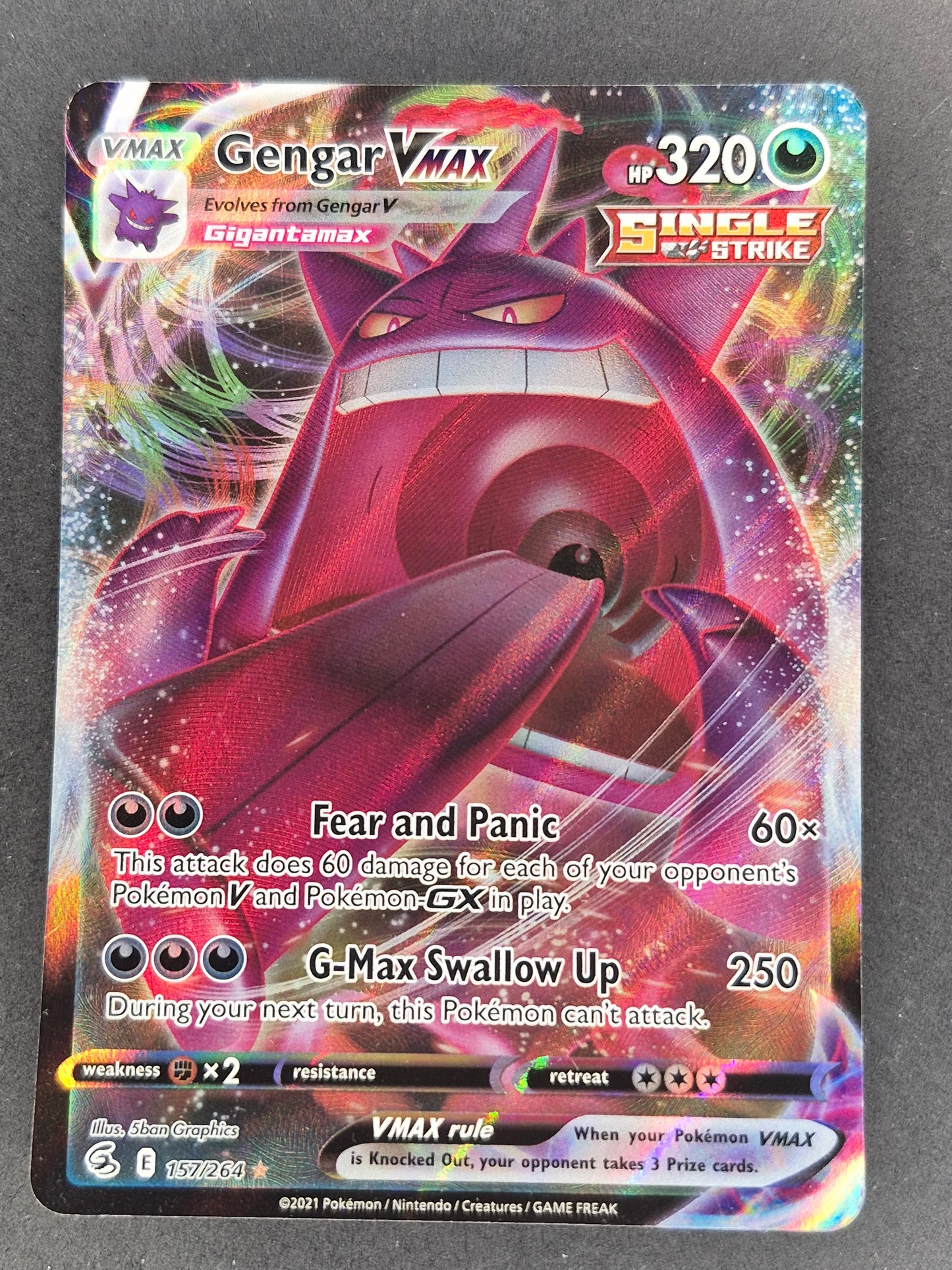 Pokémon TCG Gengar VMAX Fusion Strike Holo Ultra Rare 157/264 LP