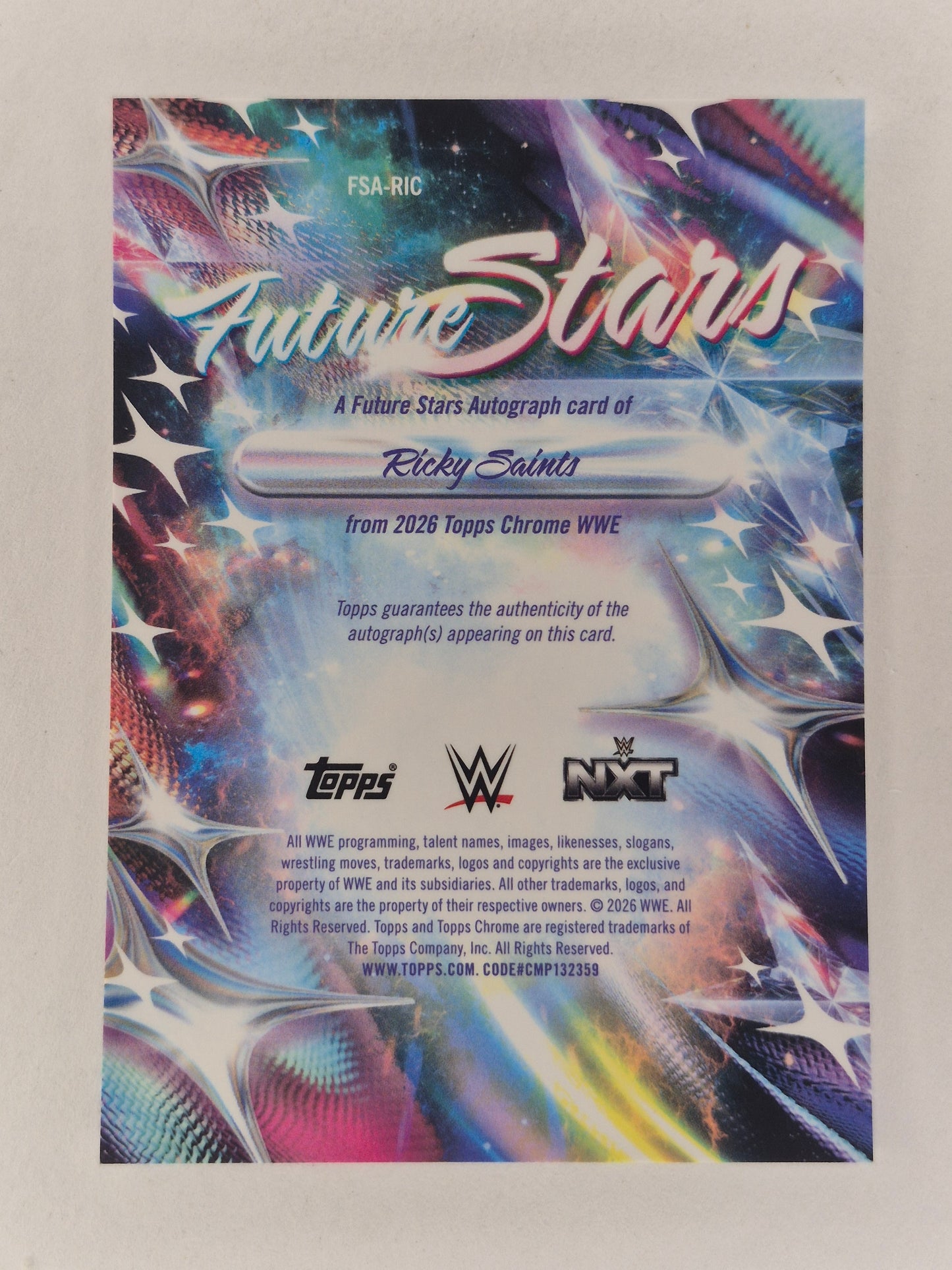 2026 Topps Chrome WWE FSA-RIC FUTURE STARS On Card Auto RICKY SAINTS
