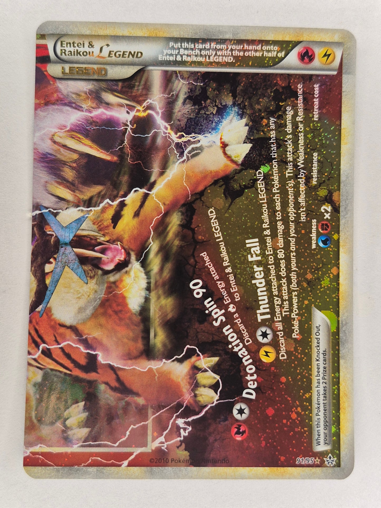 Pokémon TCG Entei and Raikou LEGEND (Both Halves) Unleashed 90+91/95  Holo Rare LP