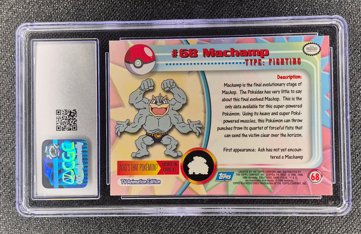 1999 Topps Pokémon Series 1 First Print Machamp #68  CGC 8.5