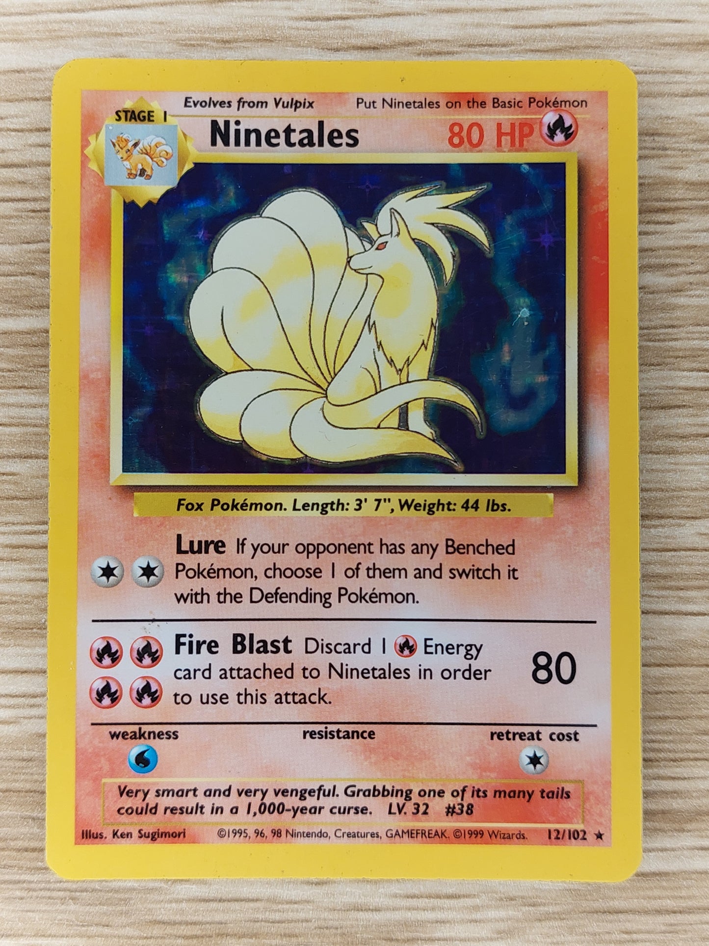 Pokemon 1999 Ninetales Base Set Holo Rare 12/102 HP #1