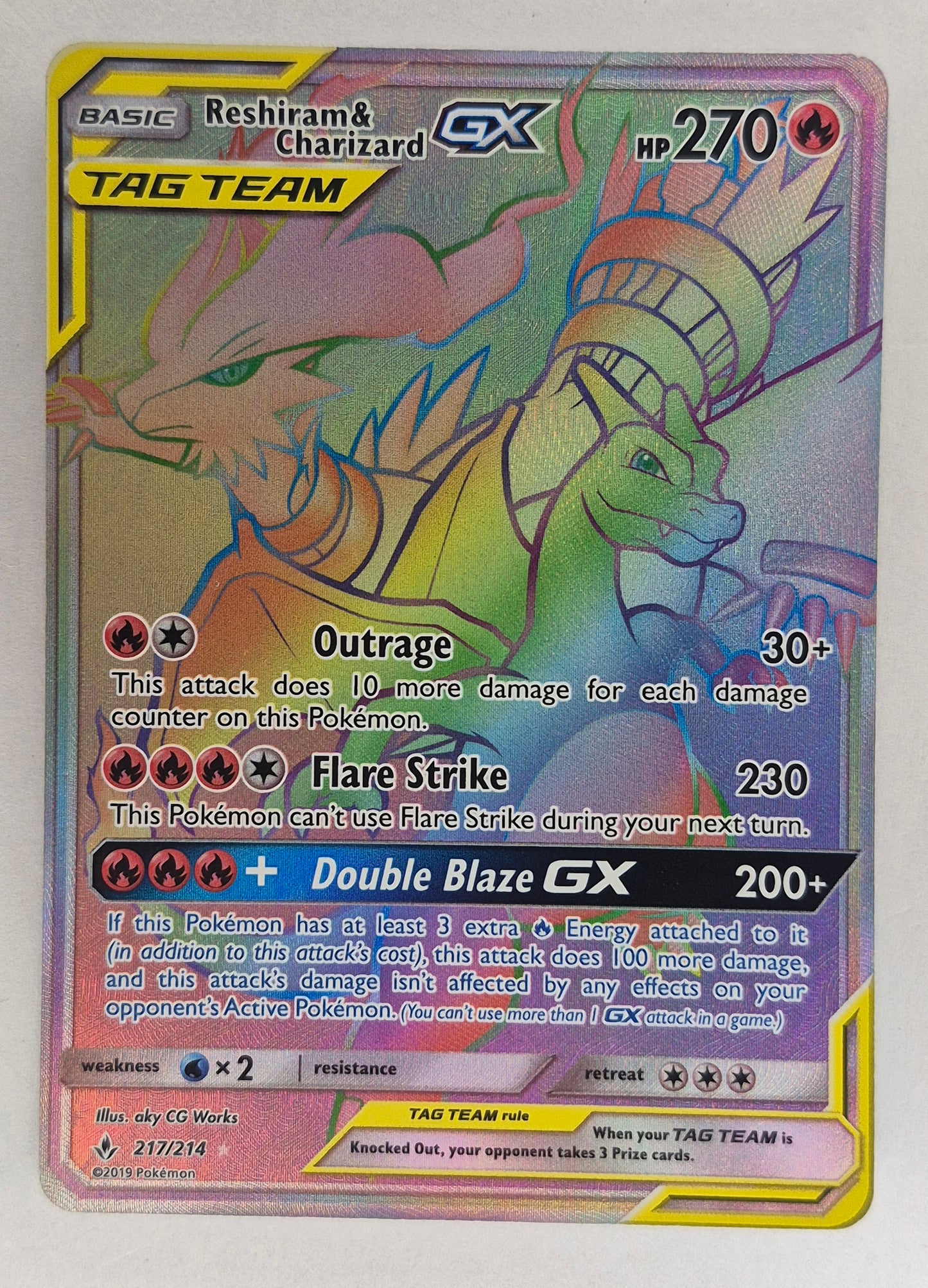 Pokemon Reshiram & Charizard GX Unbroken Bonds Full Art 217/214 LP