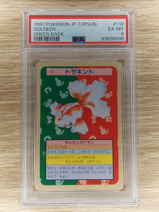 Pokemon 1997 Goldeen Topsun Green Back No. 118 PSA 6