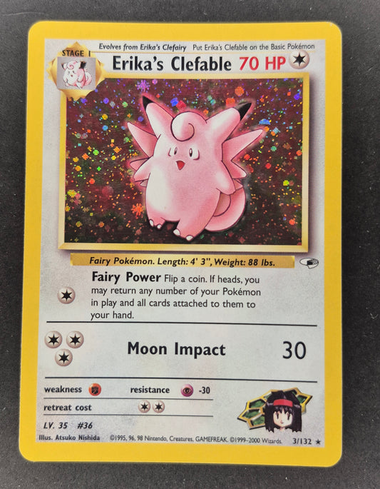 Pokemon TCG Erika's Clefable Holo  Rare 3/132 Gym Heroes MP