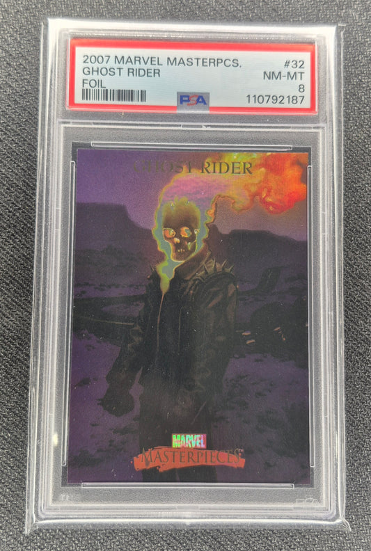 2007 Marvel Masterpieces #32 GHOST RIDER  Foil PSA 8  NR-MT