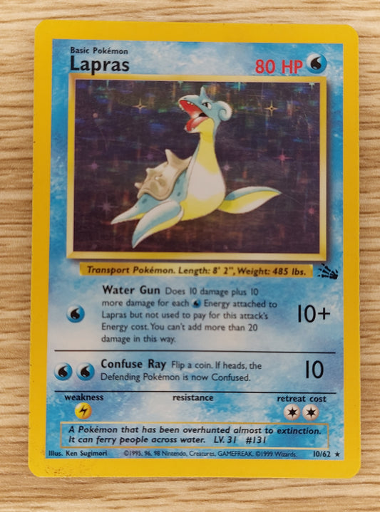 Pokemon 1999 Lapras Fossil Holo Rare 10/62 HP
