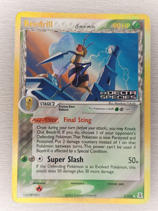 2005 Pokemon TCG Beedrill 1/113 EX Delta Species Holo Rare - English  MP