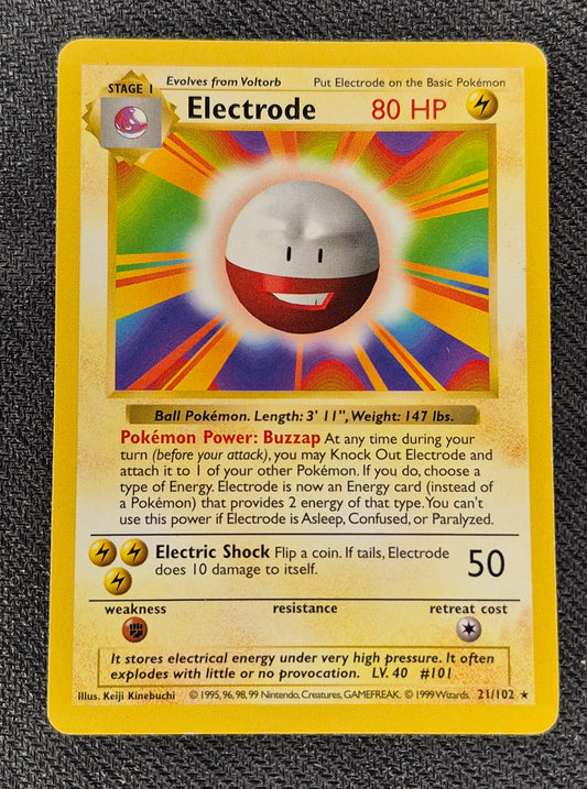 Shadowless Electrode 21/102 Base Set  Vintage Pokemon LP