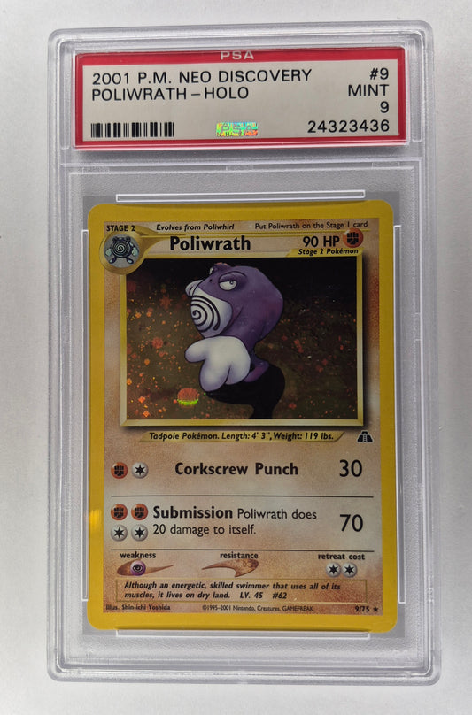 2001 Pokémon Neo Discovery 9/75 Poliwrath Holo PSA 9 mint